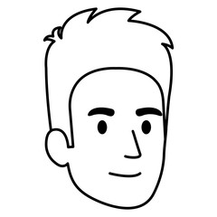 young man head avatar character vector illustration design
