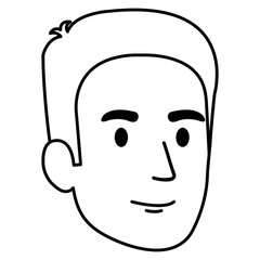 young man head avatar character vector illustration design