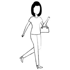 businesswoman with handbag avatar character vector illustration design