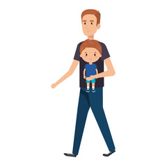 cute father lifting son avatars characters vector illustration design