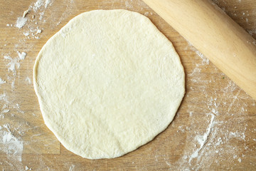 Dough rolling for homemade Naan bread