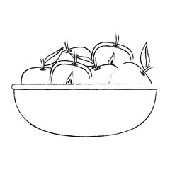 fresh apples fruits in bowl vector illustration design