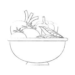 vegetables in kitchen bowl vector illustration design