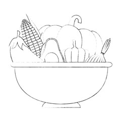 vegetables in kitchen bowl vector illustration design
