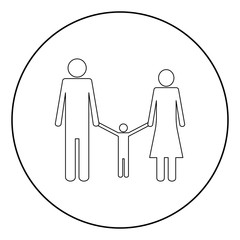 Family  icon black color in circle