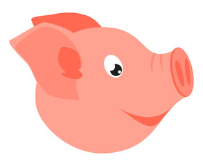 Colorful cartoon pig face side view