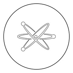 Atom  icon black color in circle