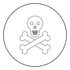 Skull and bones  icon black color in circle