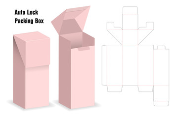 package box die cut with 3d mock up with auto lock