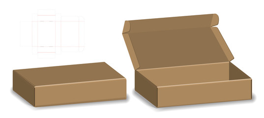 package box die cut with 3d mock up