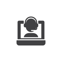 Online support vector icon. filled flat sign for mobile concept and web design. Technology customer service operator simple solid icon. Symbol, logo illustration. Pixel perfect vector graphics