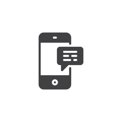 Chatting on mobile phone vector icon. filled flat sign for mobile concept and web design. Smartphone Message simple solid icon. Symbol, logo illustration. Pixel perfect vector graphics