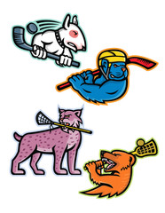 Ice Hockey and Lacrosse Sports Mascot Collection