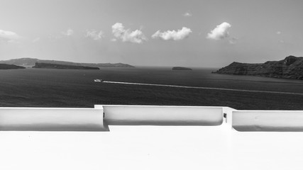 Mediterranean landscape in black and white