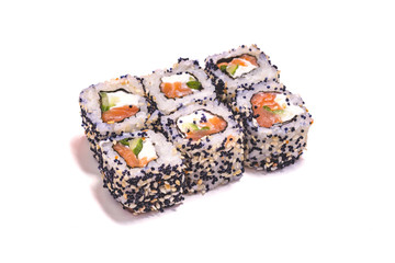 Philadelphia rolls set on white background
