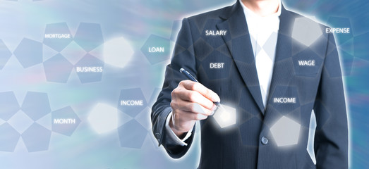 Businessman with new icon for modern life.