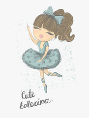 Prima ballerina. Surface design for kids . Vector graphic for children fashion clothing. Use for print, fashion wear