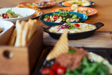 Catering table full of food
