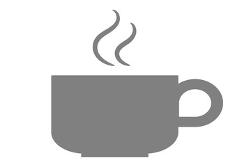Cup of hot coffee with steam. Vector icon.