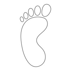 Human footprint. Barefoot. Left foot. Outline. Vector.