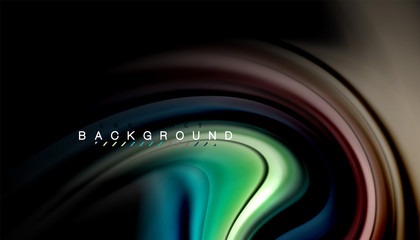 Abstract wave lines fluid rainbow style color stripes on black background