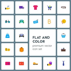 Modern Simple Set of transports, clothes, money, shopping Vector flat Icons. Contains such Icons as  transport,  holiday,  background,  shirt and more on grey background. Fully Editable. Pixel Perfect