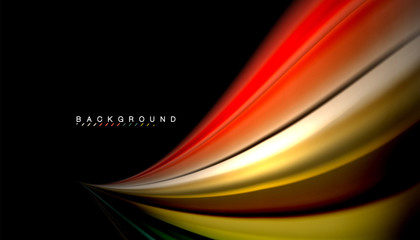 Fluid mixing colors, vector wave abstract background