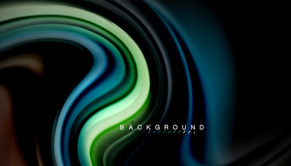 Fluid mixing colors, vector wave abstract background