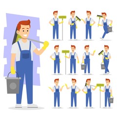 People working vector icon illustration character 
