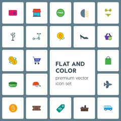 Modern Simple Set of transports, clothes, money, shopping Vector flat Icons. Contains such Icons as  value,  sign,  currency, minibus,  price and more on grey background. Fully Editable. Pixel Perfect