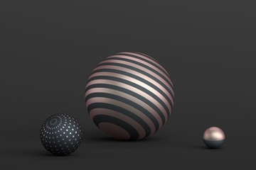 Abstract 3d rendering of geometric shapes. Minimalistic composition. Modern background design with spheres for poster, cover, branding, banner, placard.