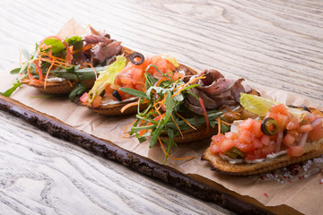 Traditional italian appetizer sanwiches