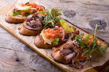 Traditional italian appetizer sanwiches