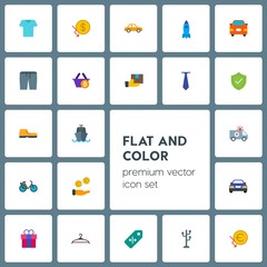 Fototapeta premium Modern Simple Set of transports, clothes, money, shopping Vector flat Icons. Contains such Icons as car, usd, science, hanger, vehicle and more on grey background. Fully Editable. Pixel Perfect