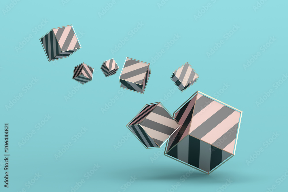 Poster abstract 3d rendering of geometric shapes. minimalistic composition. modern background design for po