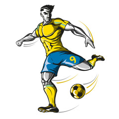 Soccer player kick.