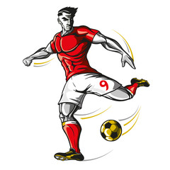 Soccer player kick.
