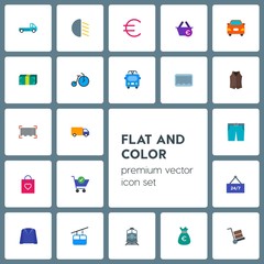 Modern Simple Set of transports, clothes, money, shopping Vector flat Icons. Contains such Icons as  clothes,  market,  money,  business, buy and more on grey background. Fully Editable. Pixel Perfect