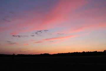 Wunderschöner Sonnenuntergang über dem Weizenfeldern