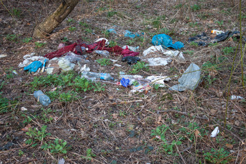 Garbage in a forest