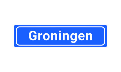 Blue And White City Sign Of Groningen