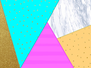 Fototapeta premium Abstract, golden, glitter, geometric background. Gold triangle. T Cool pattern with triangles. Vector illustration.