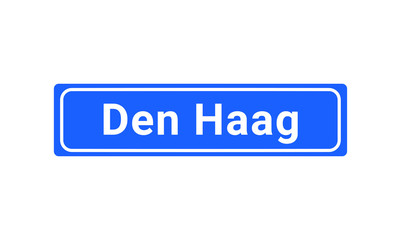 Blue And White City Sign Of Den Haag