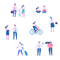 Different people characters. Flat vector illustration isolated on white.	