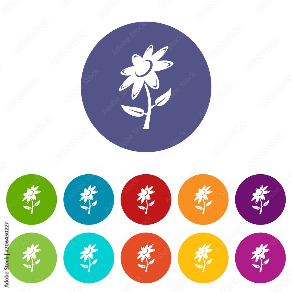 Aufkleber flower icons color set vector for any web design on white background