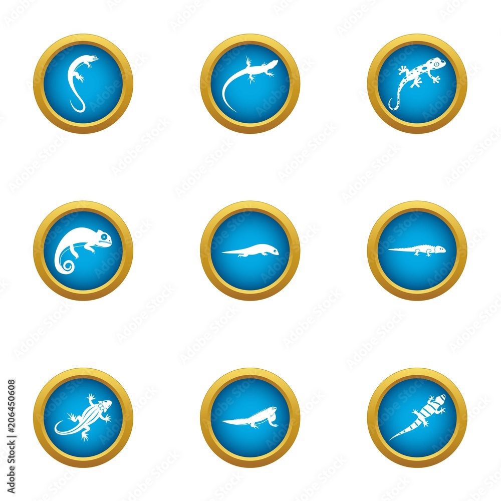 Aufkleber world of lizard icons set. flat set of 9 world of lizard vector icons for web isolated on white back