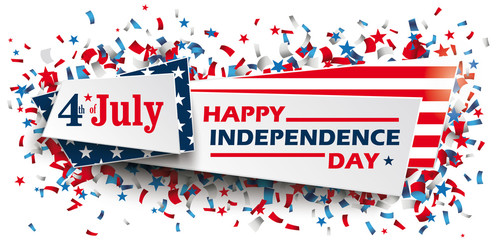 Independence Day Confetti Stars US Colors Header