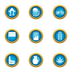 Quiet place icons set. Flat set of 9 quiet place vector icons for web isolated on white background