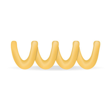 Celentani pasta mockup. Realistic illustration of celentani pasta vector mockup for web design isolated on white background