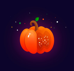 Halloween pumpkin sticker.  Flat style image